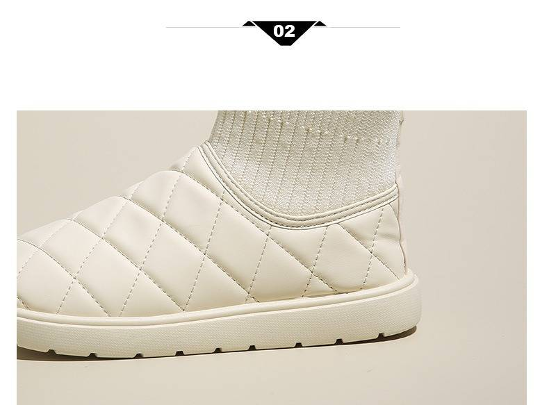 Bottes de neige d'hiver pour femme avec doublure en fausse fourrure, chaussures décontractées à enfiler et bout rond, tige en cuir synthétique imperméable, semelle en caoutchouc antidérapante_voghion.com