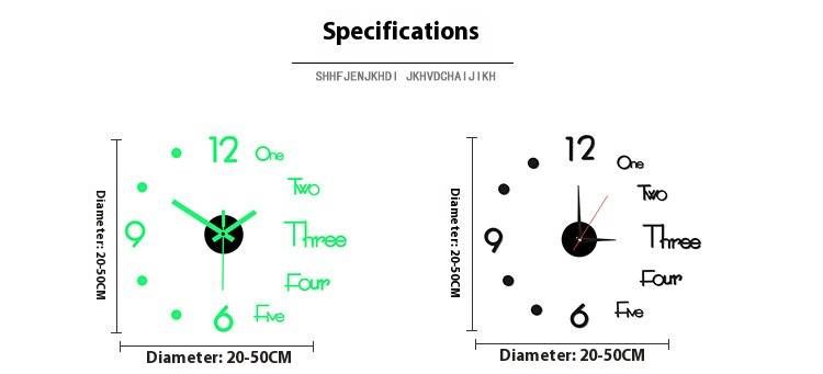 Modern Silent Sweep Wall Clock – Glow-in-the-Dark Acrylic Peel & Stick DIY Clock For Living Room, Bedroom & Office_voghion.com