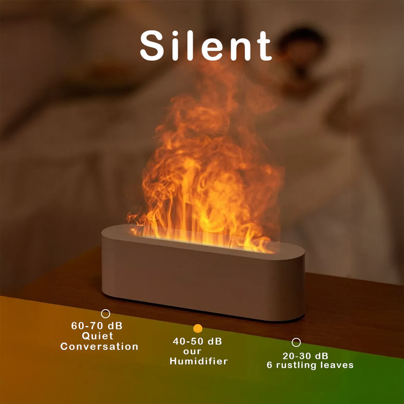 3D Flame Humidifier With Color Changing Lights, 150ml USB Air Humidifier For Bedroom, Office, 3 Speeds, Auto Shut-Off_voghion.com