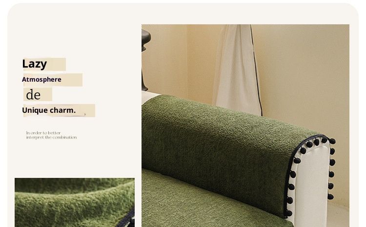 Chenille-Sofakissenbezug – Hochwertiges, rutschfestes Einteiler-Design (Vintage-Grün, Creme, Beige und mehr)_voghion.com