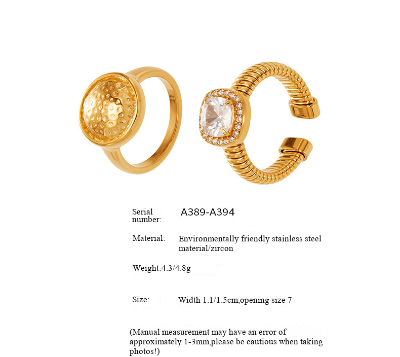 Square Sugar Stainless Steel 5A Zircon Open Ring, Fashionable And High End, Light Luxury, Versatile Finger Ring_voghion.com