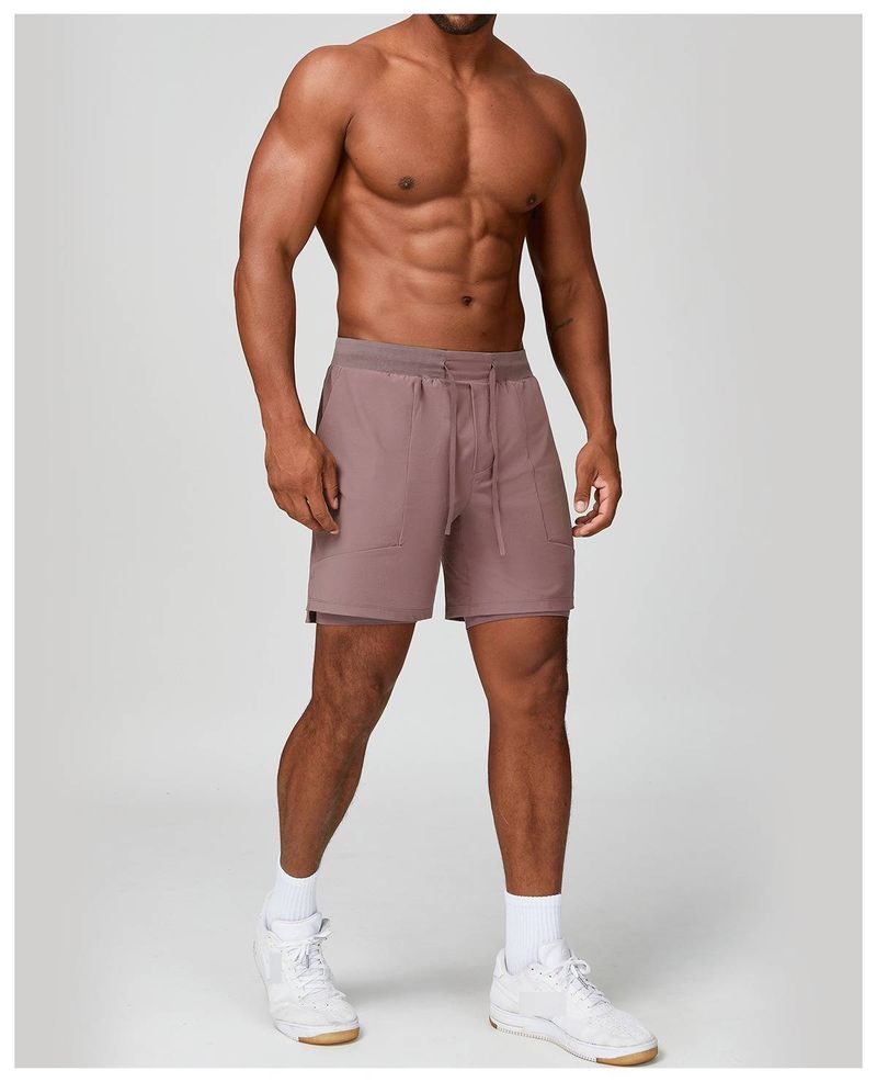 SwayneMen's Skin-Friendly Breathable Quick-Drying Sports Casual Double Layer Shorts, American Fitness Basketball Four-Point Shorts 1189_voghion.com