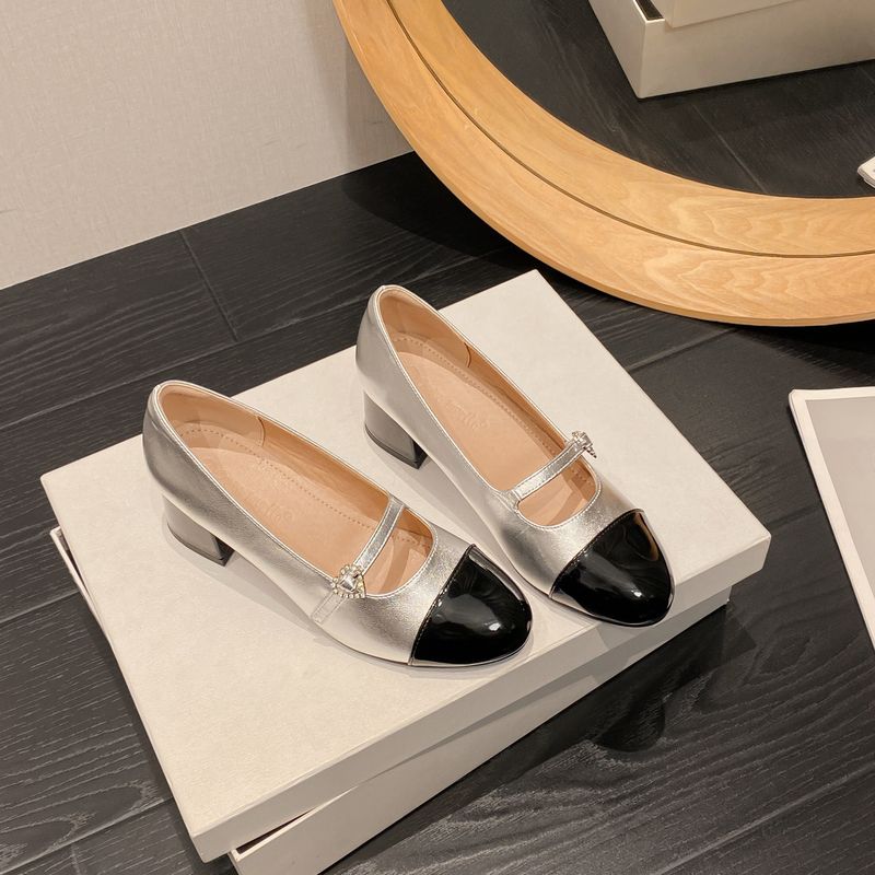 Farblich passende Mary Jane Schuhe für Damen Frühling Flache Mundschnalle Dicker Absatz Einzelschuhe_voghion.com