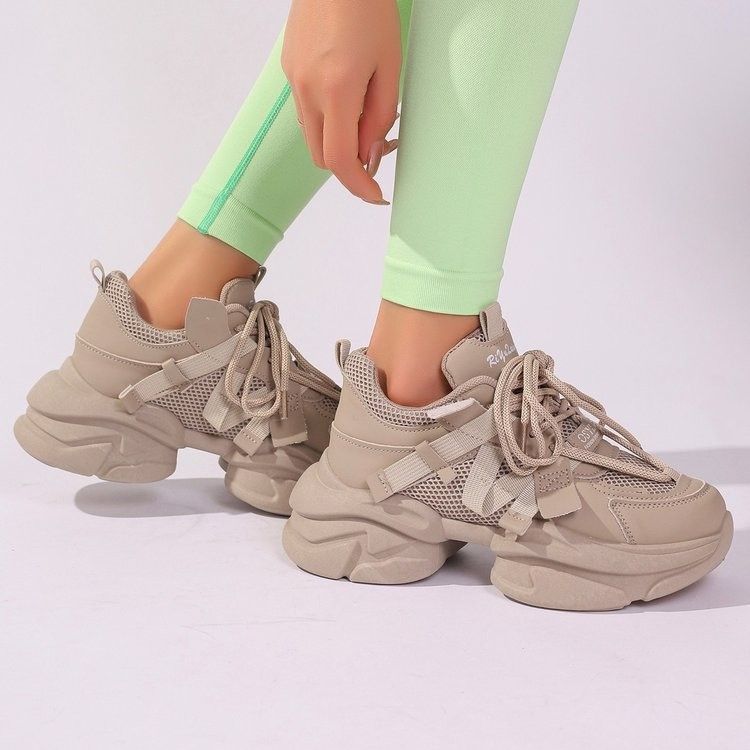 Height Increasing Casual Sports For Women In The Autumn Of 2024, New Mesh Small And Thick Soled Dad Shoes_voghion.com