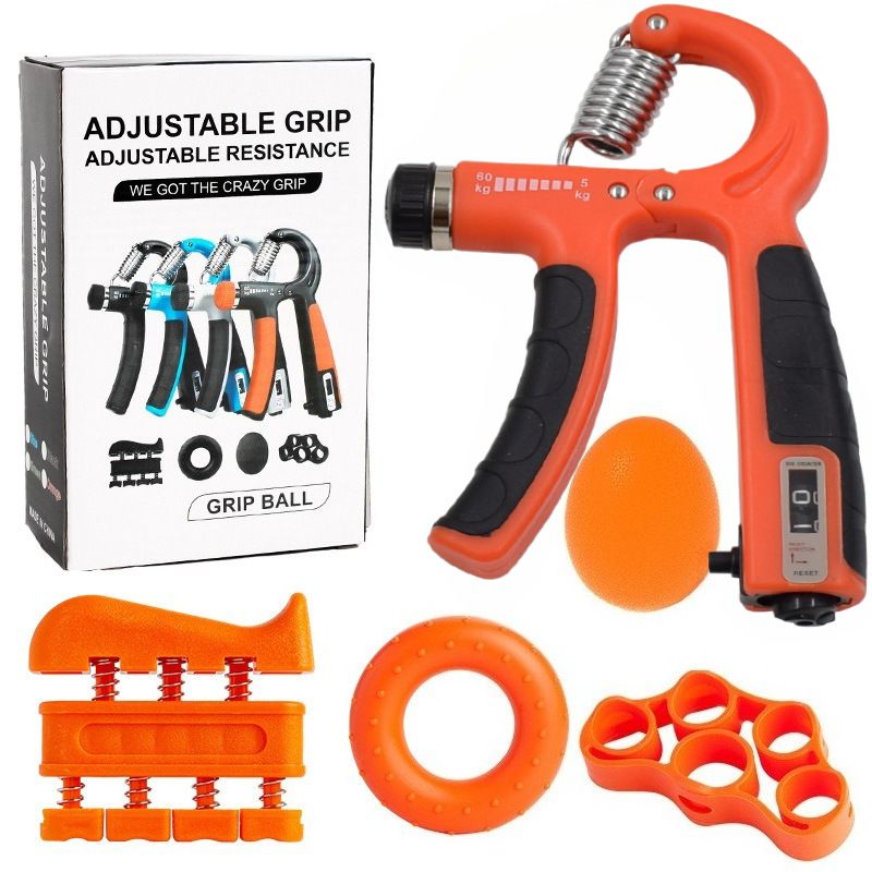 Juego de cinco piezas de ejercitador de manos ajustable para fortalecer el agarre y ejercitar los dedos._voghion.com