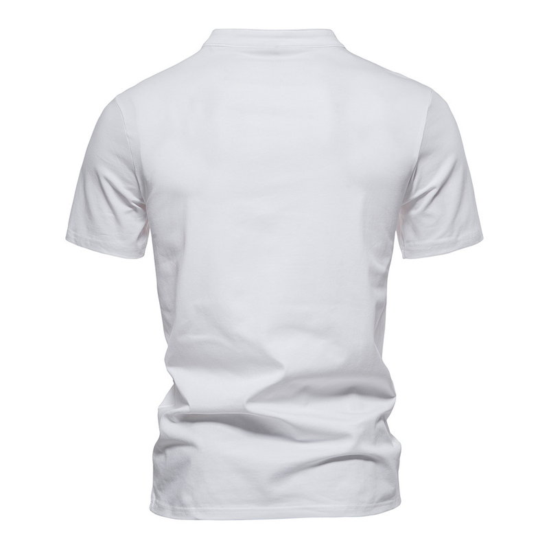 23 años nuevos hombres con cuello en V profundo de manga corta con base elástica, camiseta de verano con cuello levantado_voghion.com