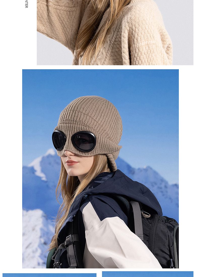 New Winter Fashionable Versatile Hat With Plush Warm Windproof Hat For Women Ear Protection Knitted Yarn Hat_voghion.com