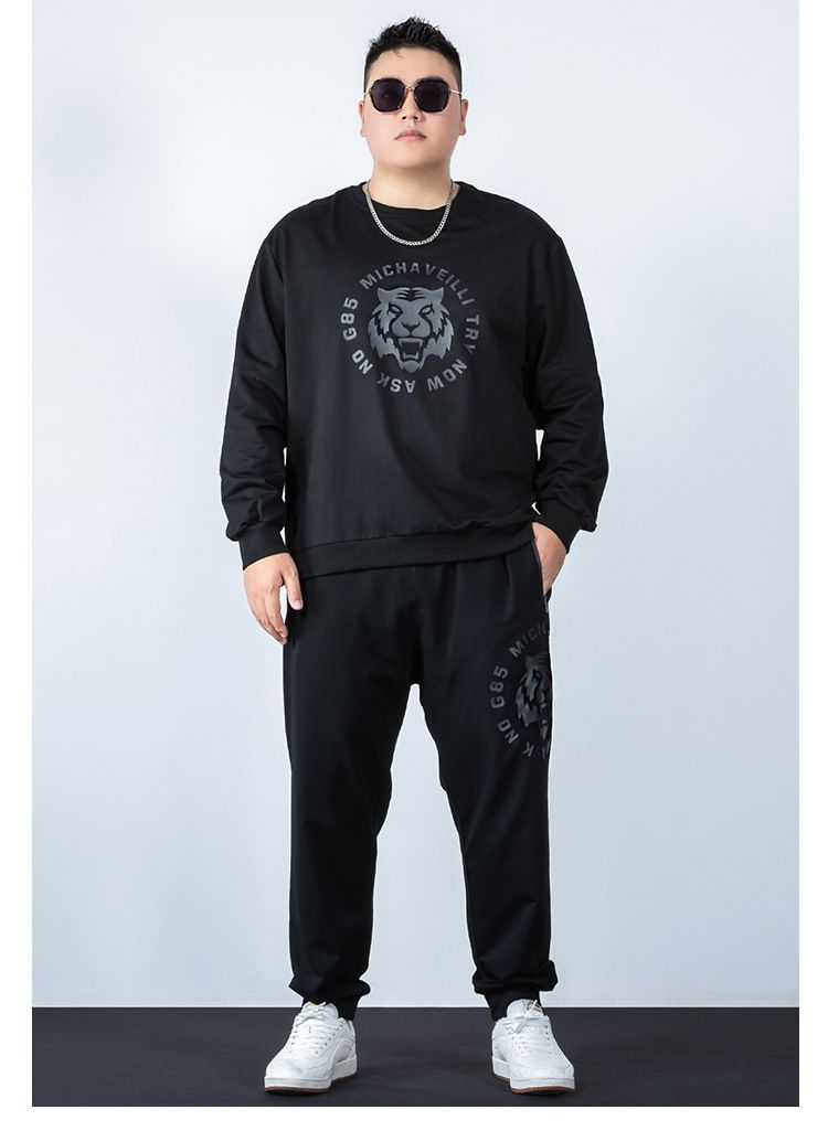 Herrenbekleidung Lässiger Sportanzug Herren-Sweatshirt Frühling und Herbst Plus Size Leggings Hosen Herren Fat Loose Zweiteiliger Anzug_voghion.com