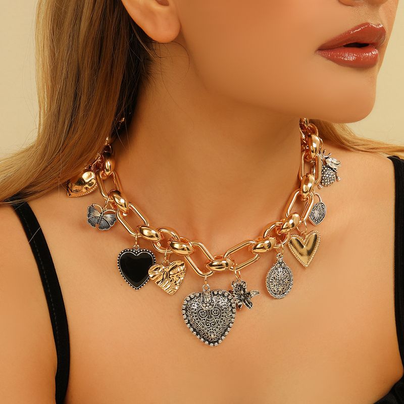 Collana da donna di lusso con cuore in lega punk esagerata_voghion.com