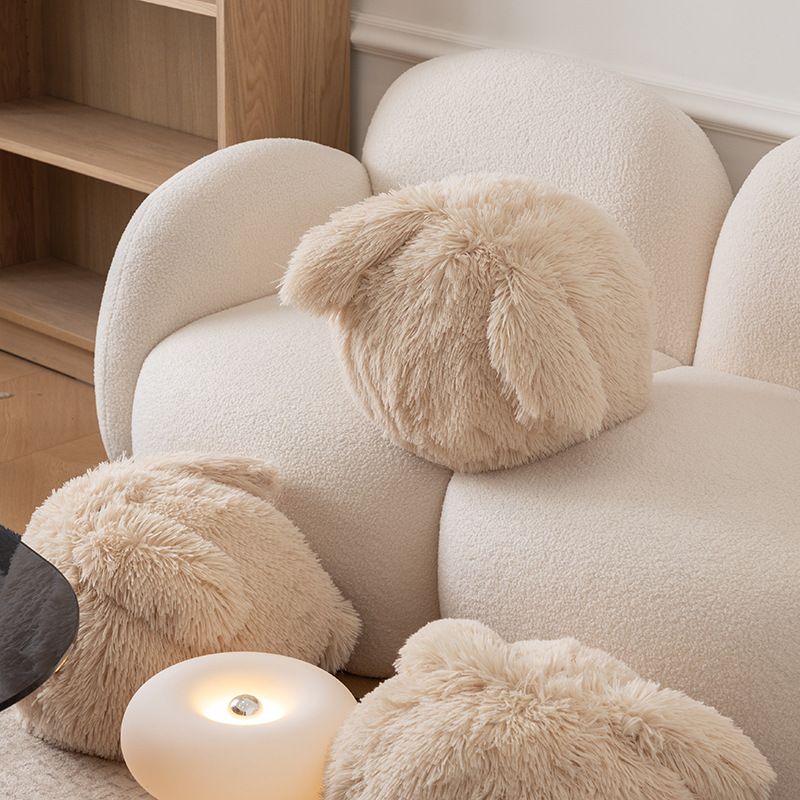 Cuscino di peluche in pile a forma di coniglio con nappa, motivo: cartone animato, regalo per bambina._voghion.com
