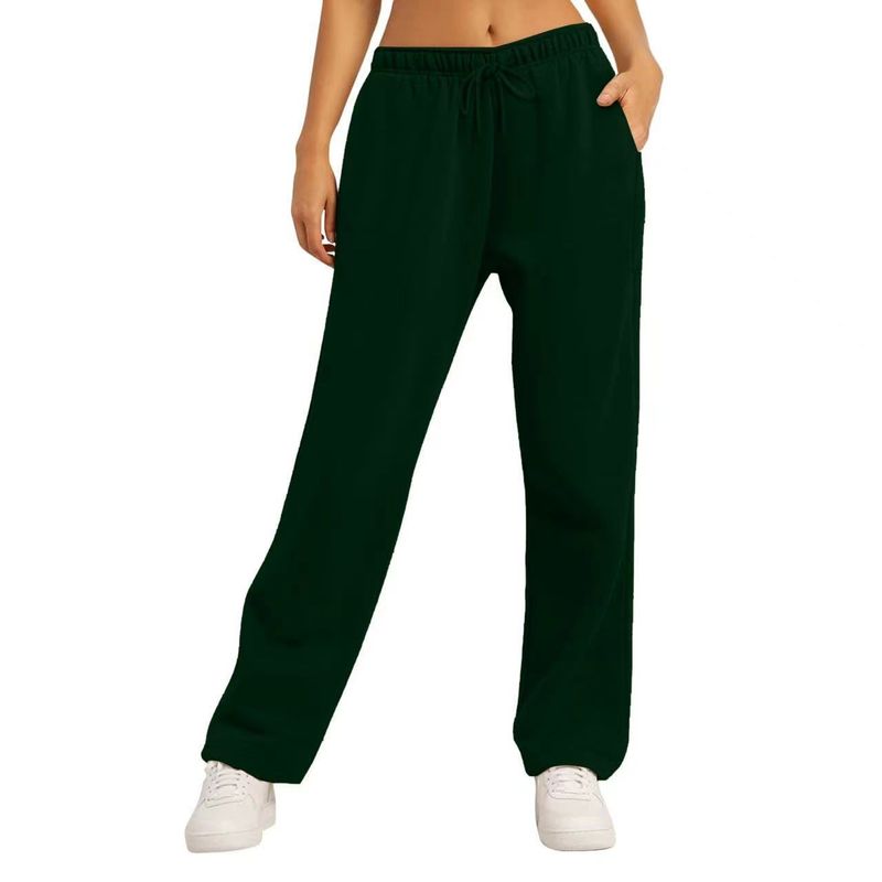 Unisex-Jogginghose mit Fleecefutter, bequeme Jogginghose mit entspannter Passform für Männer und Frauen, hohe Taille mit Kordelzug, weicher Strickstoff, einfarbige Freizeithose_voghion.com