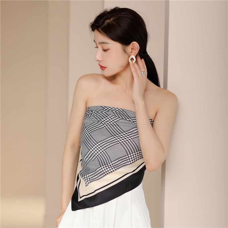 Temperamento Sciarpa Donna 90 cm Twill Seta Fascia per capelli Sciarpa quadrata semplice Protezione solare Decorazione Scialle Mille uccelli_voghion.com