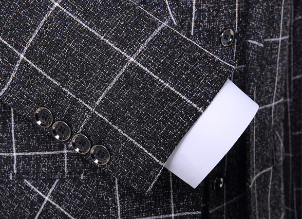 Vêtements pour hommes 2024 printemps nouveau marié slim plaid costume trois pièces style coréen mariage garçons d'honneur hommes robe en gros_voghion.com
