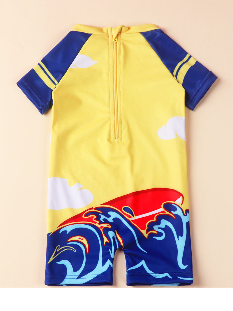 Traje de baño para niños Mother&Kids Boy Cute Shark Boy traje de baño de una pieza con protector solar traje de baño de secado rápido_voghion.com