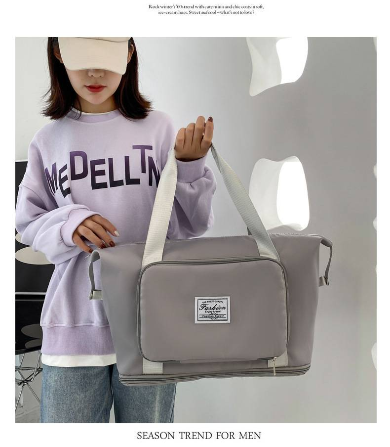 Bolsa de lona de diseño Bolsa de viaje portátil de corta distancia para hombres Bolsa de fitness conveniente autoplegable impermeable y multifuncional para mujeres_voghion.com