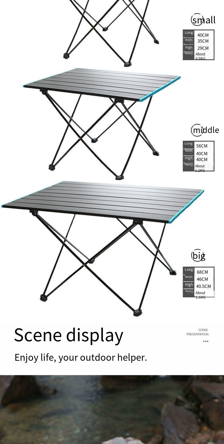 Tragbarer Klapptisch für den Außenbereich, ultraleicht, aus Aluminiumlegierung, Picknick, Camping, Aluminiumplatte, Grill, großer Tisch_voghion.com