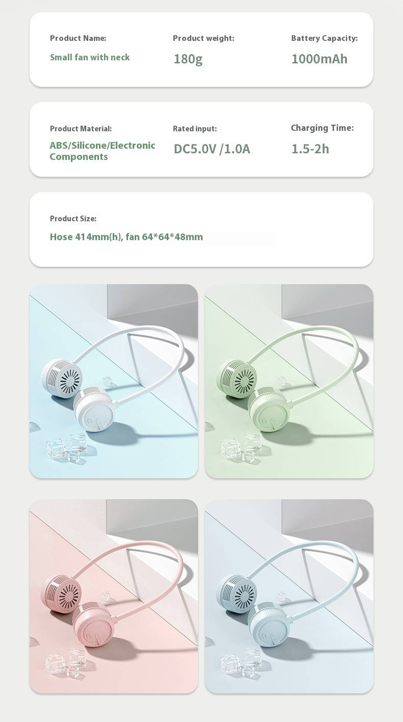 Hands-Free Neck Fan - Portable USB Rechargeable Fan For Outdoor/Office (360° Cooling, 3 Speeds, Foldable Design)_voghion.com