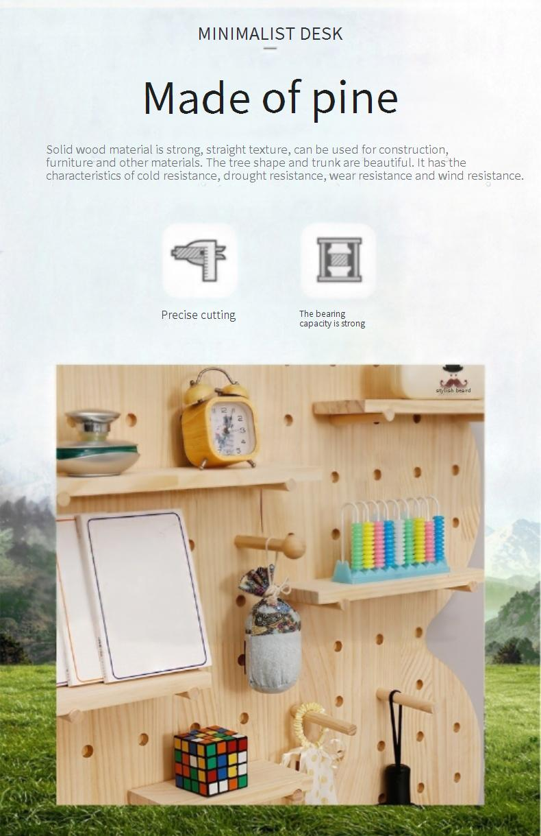 Organiseur mural nordique en bois perforé - Étagère de rangement suspendue sans perçage pour cuisine et maison_voghion.com