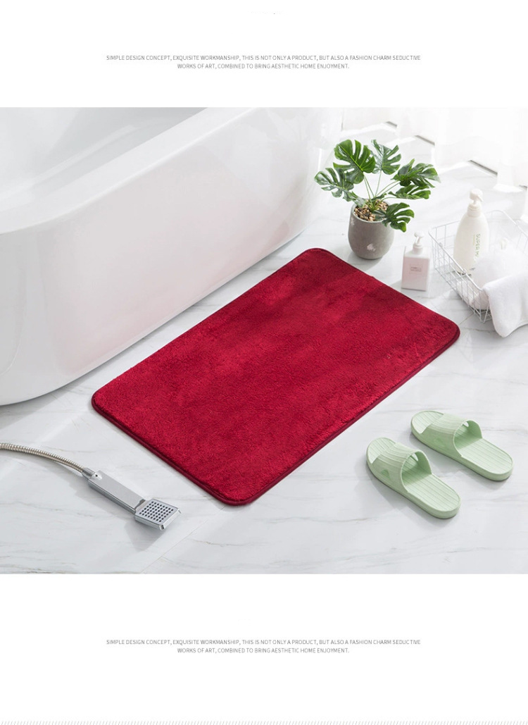 Tapete de banho - Tapete de banheiro de pelo curto ultramacio e absorvente (forro antiderrapante minimalista quadrado em veludo cotelê)_voghion.com