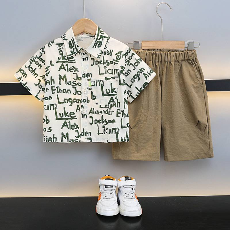 Summer Dress Shirt & Shorts Set – Classic White Cotton Polo With Black School Uniform Shorts For Toddler & Kids_voghion.com