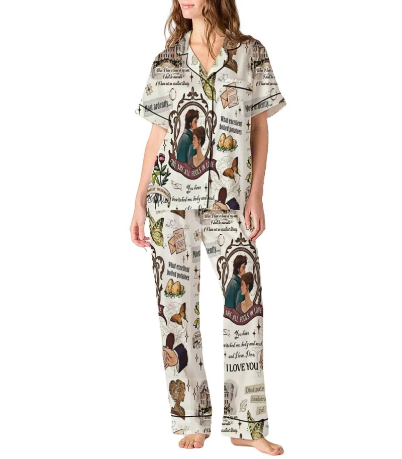 Women's Long Sleeve Printed Pajama Set - Soft V-Neck Sleepwear Loungewear For Home, Cute & Comfortable_voghion.com