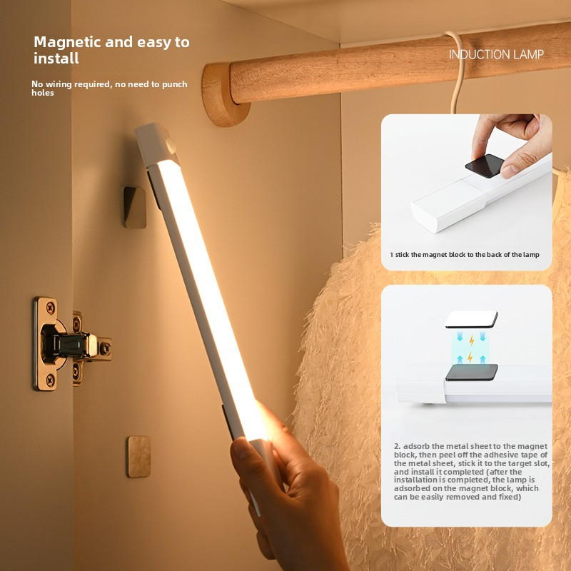 Smart Motion Sensor LED Strip Light – Wireless Magnetic & Self-Adhesive, Rechargeable For Cabinets, Wardrobes, Closets (Adjustable Brightness)_voghion.com