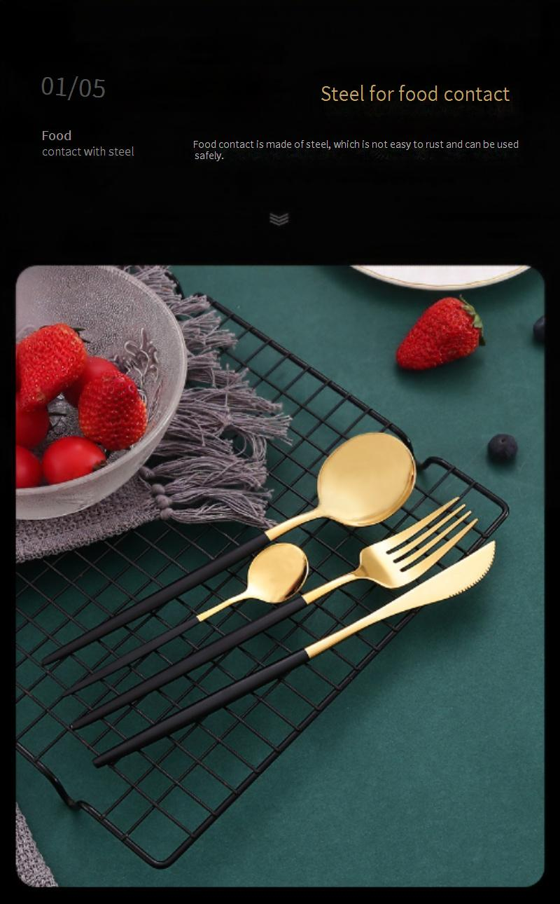 Conjunto de talheres minimalista moderno - Talheres de aço inoxidável 410 premium com polimento espelhado (faca/garfo/colher)_voghion.com