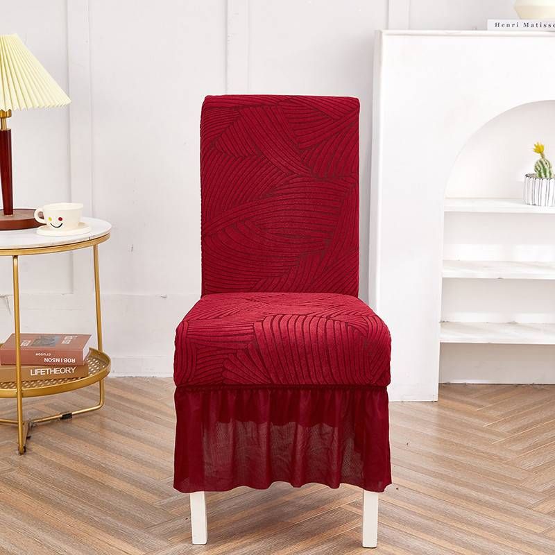 Coprisedia invernale a copertura totale – Design con gonna elastica spessa, motivo a onde solide per sedie da pranzo e da ufficio_voghion.com