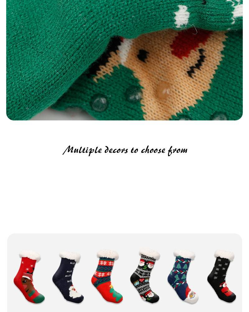 Kuschelige Weihnachtshaussocken für Damen - Warme, fleecegefütterte, rutschfeste Winterhaussocken mit weihnachtlichen Motiven (Einheitsgröße 36-42)_voghion.com