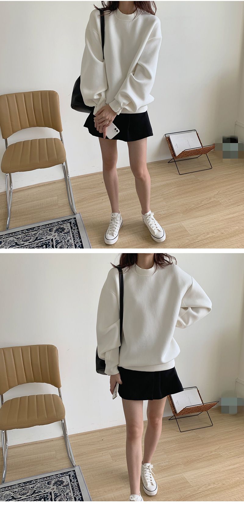 2024 Korean ins simple solid color space cotton casual loose lazy style round neck hoodie three colors_voghion.com