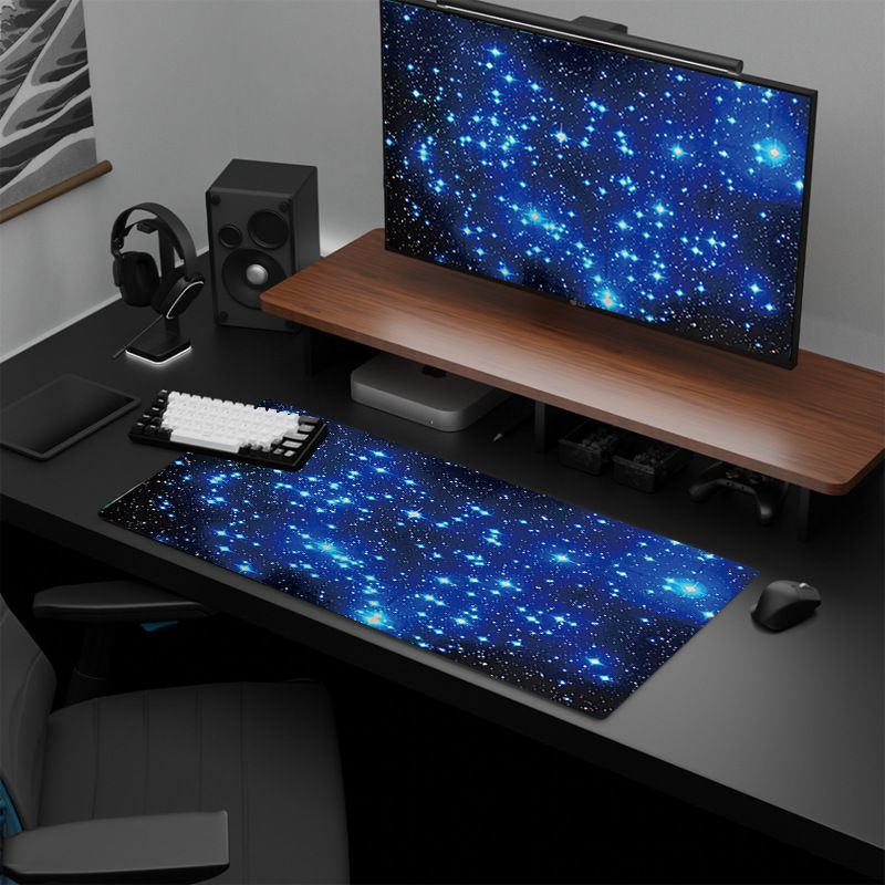 Tappetino per mouse antiscivolo con trasferimento termico, bordo antisporco, oversize, per scrivania da ufficio, con mappa del cielo stellato dell'universo esplosivo_voghion.com