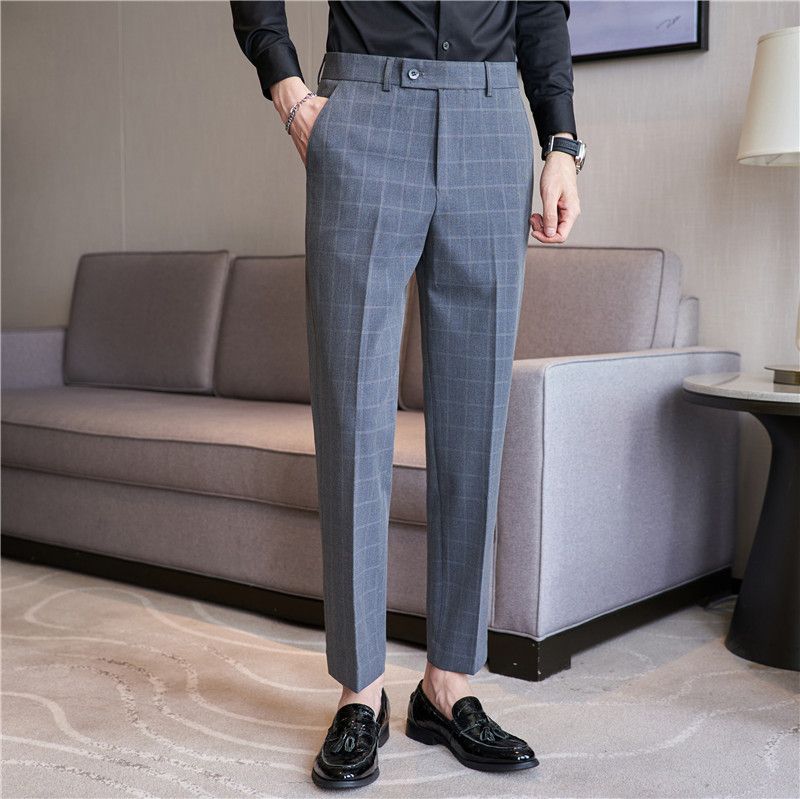 Neue männer casual Koreanische version der mode plaid micro-elastische trendy kleine-footed jugend hosen_voghion.com