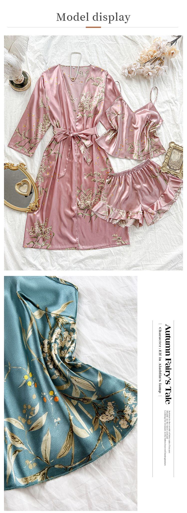 Dametøj Natkjole Damemode Casual Let Luksusstil Pyjamas Kvinders Forår og Sommer Tyndt trykt hjemmetøj Yderkåbe_voghion.com