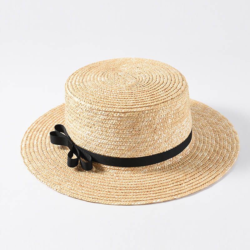 Fashion Fashion Classical Beach Ribbon Bowknot Boater Wide Brim Summer Sun Hats for Women Ladies Wheat Straw Cap Kentucky Derby Hat_voghion.com
