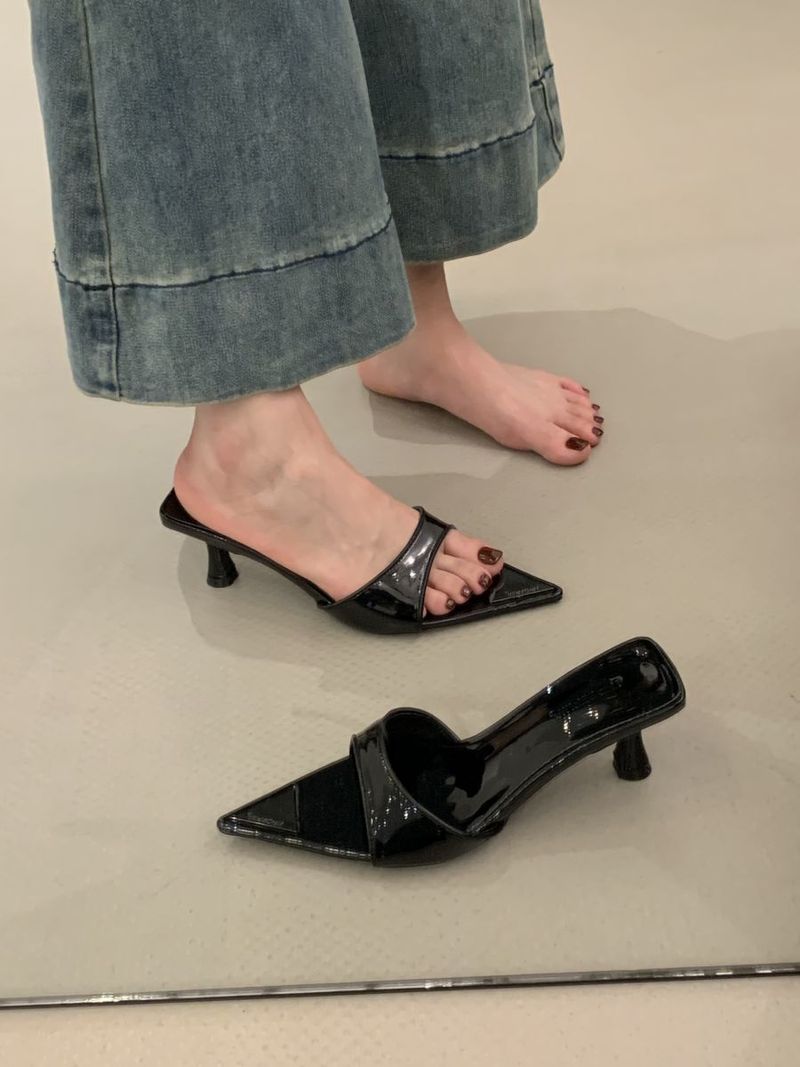 Estate 2025, nuovi sandali con tacco sottile e appuntito per le donne, con stampa leopardata, sexy, strass, neri, super alti_voghion.com