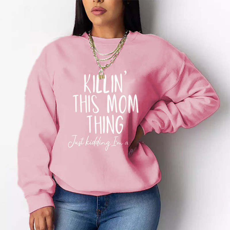 Felpa con cappuccio a maniche lunghe ampia casual stampata senza testa da donna_voghion.com