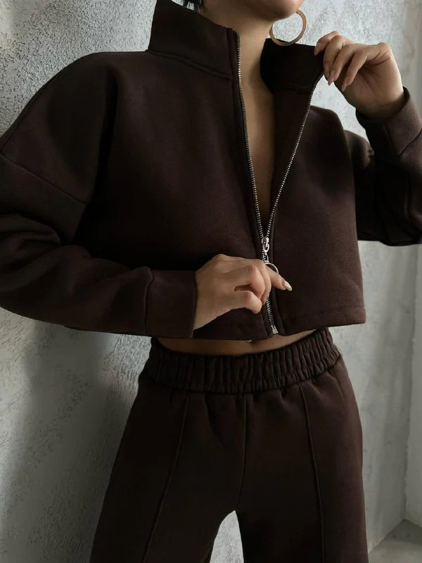 2025 Spring And Autumn New Women's Solid Color Round Neck Pullover Sleeve Sweatshirt Fashion Casual Long Pants Set_voghion.com