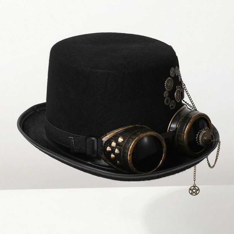 Medieval Renaissance Steampunk Gothic Top Hat Gear Heavy Industry Hat Cross Border Halloween Party_voghion.com