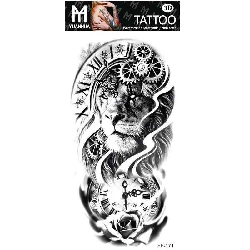 Impermeabile tatuaggio temporaneo finto braccio superiore testa di lupo umano totem testo arabo tatuaggio finto una tantum adesivi maschio femmina ragazzo ragazza_voghion.com