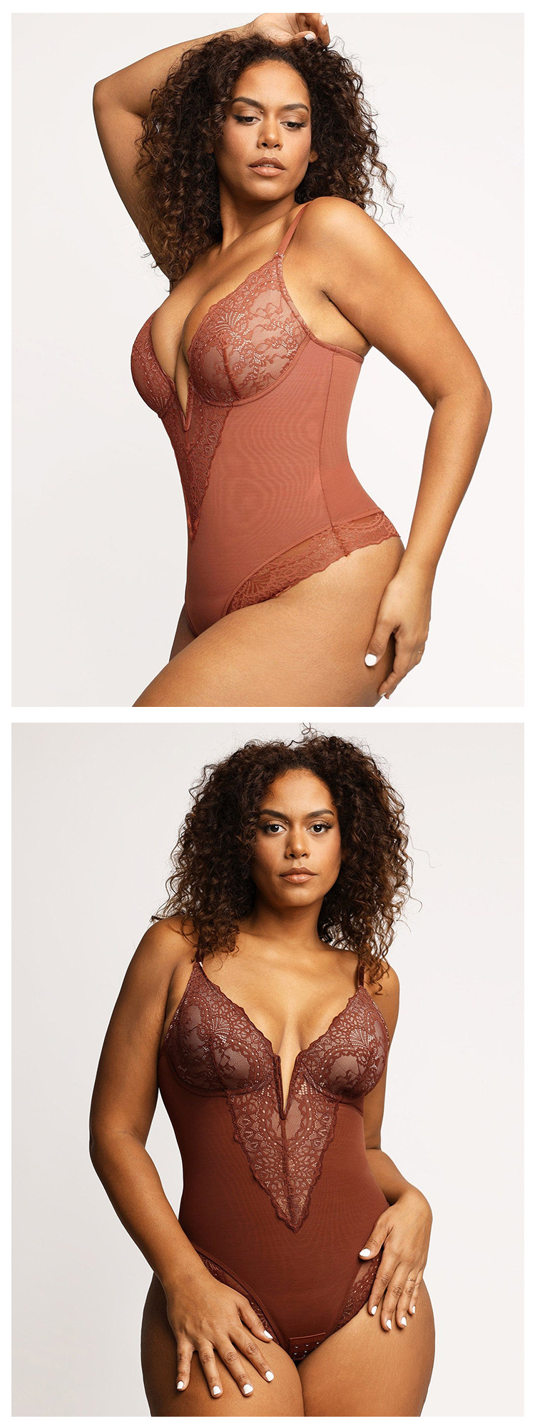 One-piece Shapewear plus size breathable hollow lace shapewear_voghion.com