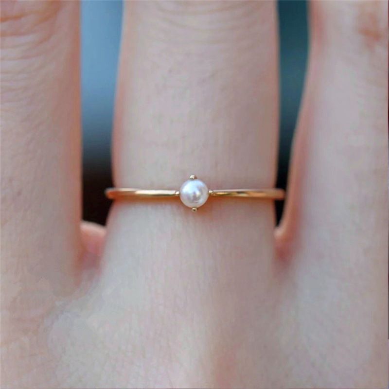 Plated Forest Series Thin Four Claw Pearl Ring For Women_voghion.com