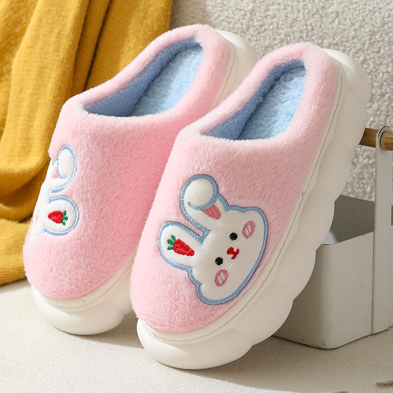 Herbst Home Furry Für Frauen Niedlichen Kaninchen Dicke Sohle Baumwolle Hausschuhe Winter Fleece Warme Mutterschaft Rutschfeste Schuhe_voghion.com