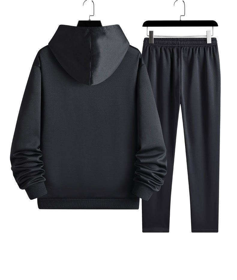 Men's Clothing Men's sports suit spring and autumn cardigan hooded two piece running loose large size casual sweatshirt_voghion.com