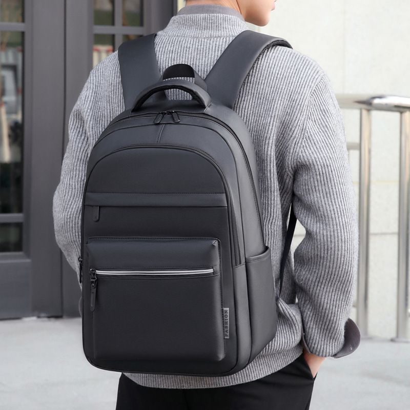 Mochila clásica negra de tela Oxford, estilo universitario, impermeable, ligera, multicapa, de gran capacidad, moderna, para mujer._voghion.com