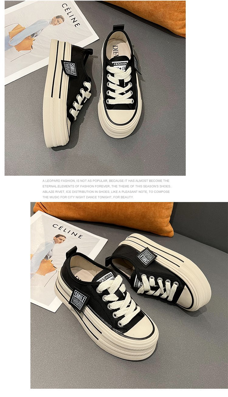 Europäische Waren Kleine lässige Segeltuchschuhe mit dicken Sohlen Damen dünner Gürtel erhöhte Papa-Schuhe Damen-All-Match-rutschfeste Plateauschuhe_voghion.com