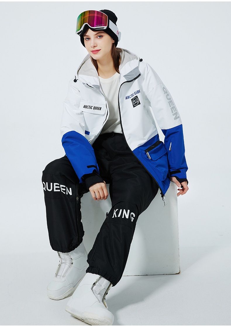 001 Set For Men Women, Couple Style, Warm Thickened, Korean Version Jacket Pants Set, Snowboard And Snow Ski Suit_voghion.com