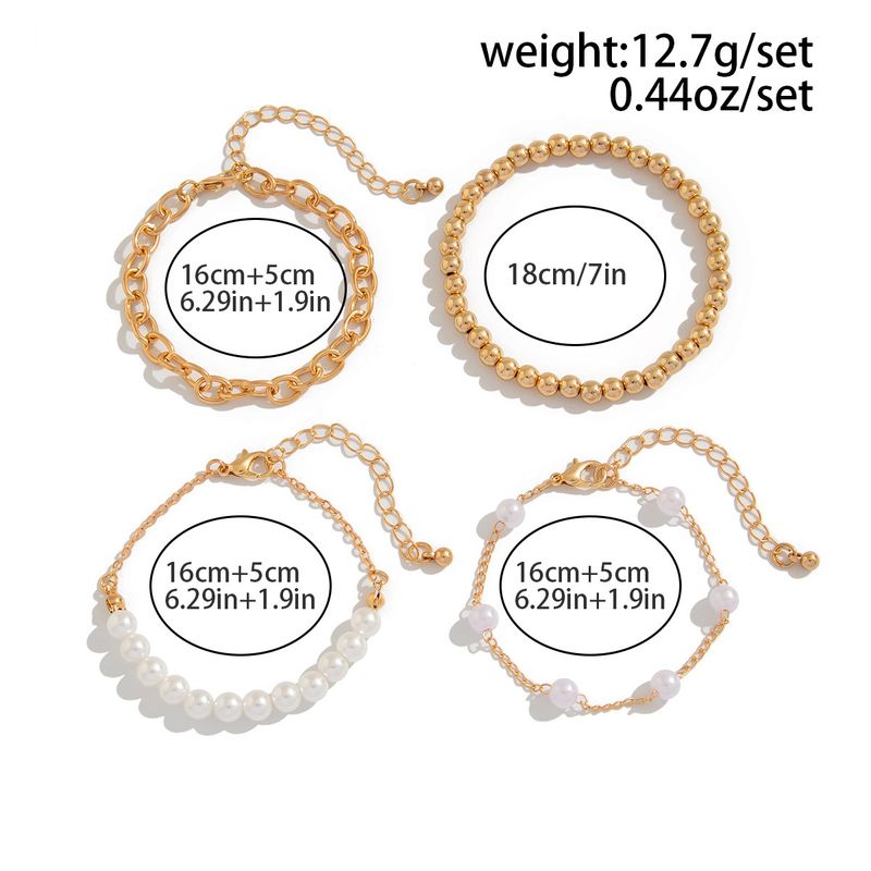 Sweet And Cool Pearl Bead Stacked Set With Ins Style Multi Layer Chain Bracelet Jewelry_voghion.com