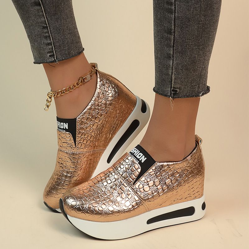 Lässiger Plus-Size-Modeschuh für Damen, Herbstneuheit 2025, dicke Biskuitsohle und glänzender Sport-Einzelschuh_voghion.com
