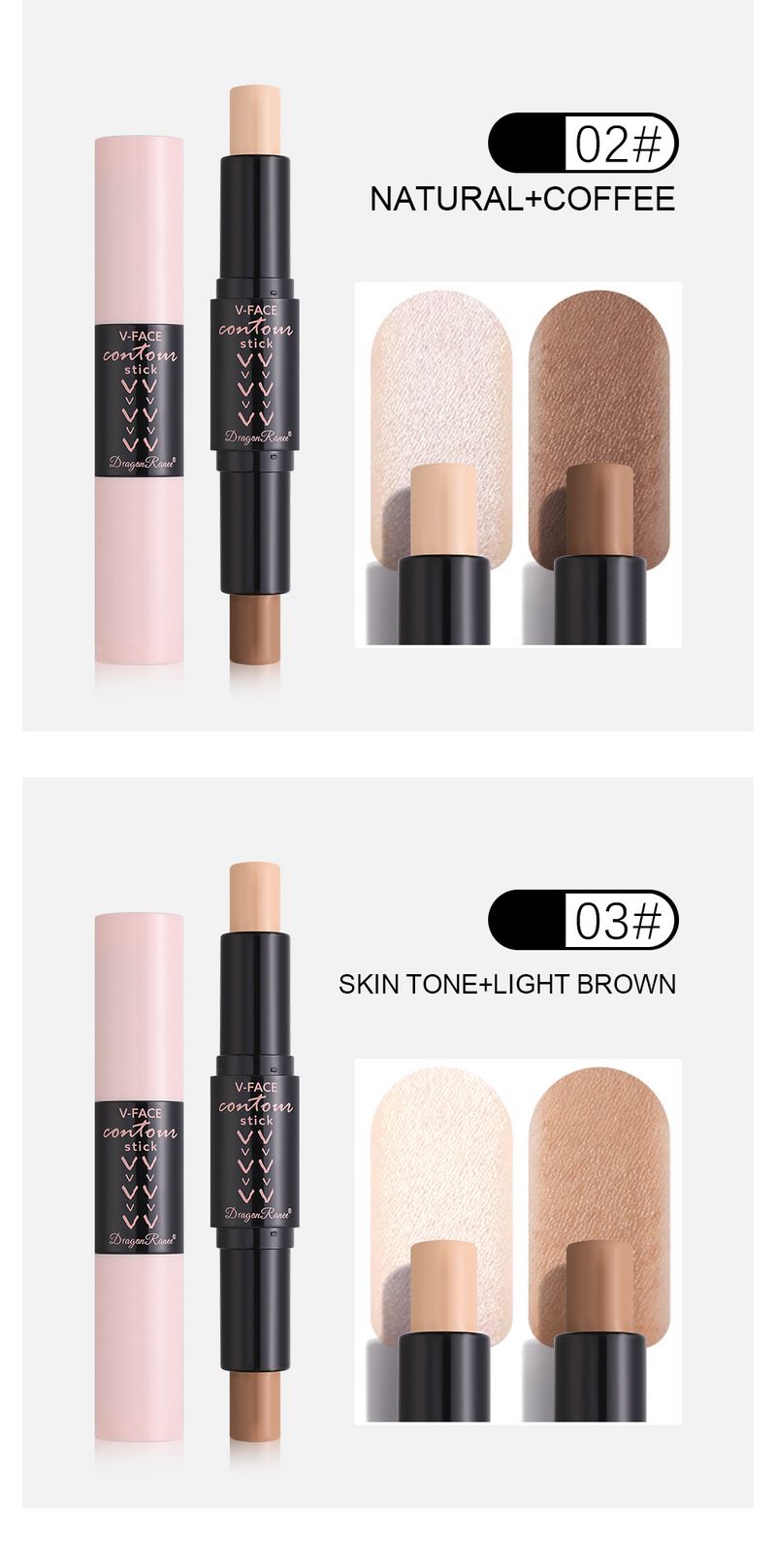 Dual-Ended Contour Stick - Matte Contour & Highlight Pen For Nose, Cheekbone & Face Shaping, Concealing & Brightening_voghion.com