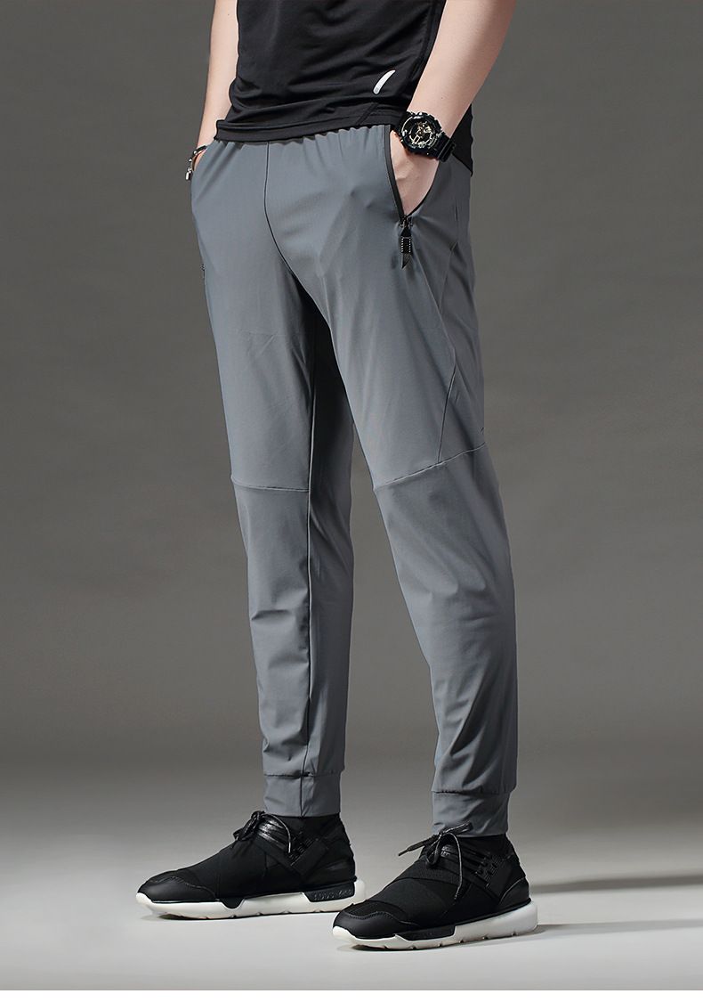 Hitro sušeče, ležerne, dihajoče, raztegljive tekaške hlače z majhnimi nogavicami, moške športne in fitnes hlače s klimatsko napravo_voghion.com